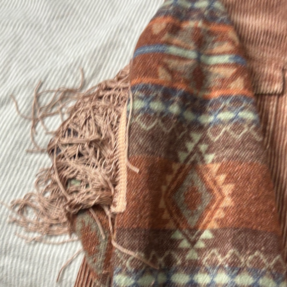 BiBi Brown Corduroy Jacket with Patterned Sleeves - Picture 7 of 8